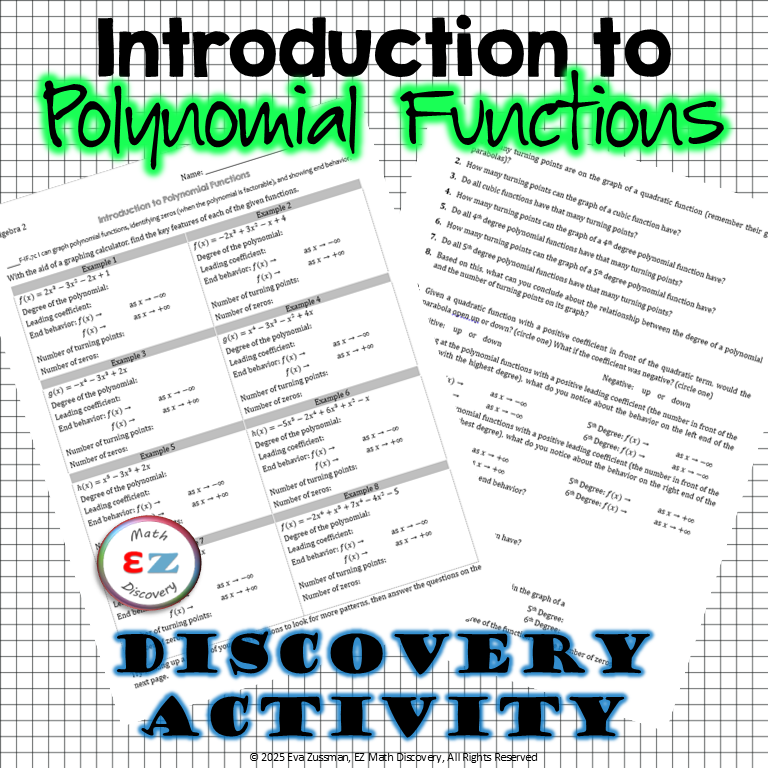 Discovering Key Features of Polynomial Functions – FREE Resource