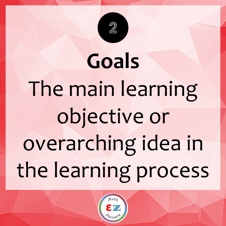 Goals: The main learning objective or overarching idea in the learning process